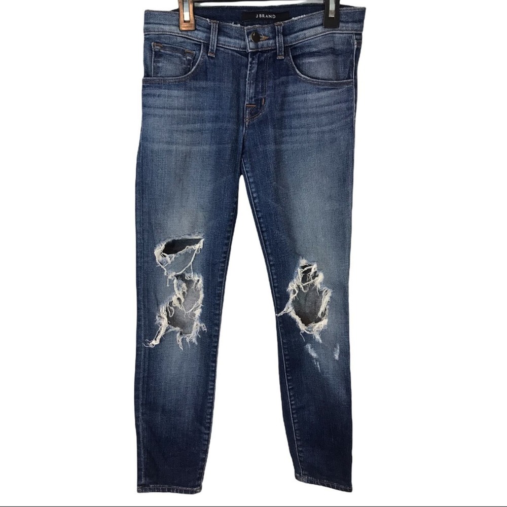 J Brand 9326 Low Rise Crop Skinny Jeans decoy destruct Sz 26 - Picture 2 of 8